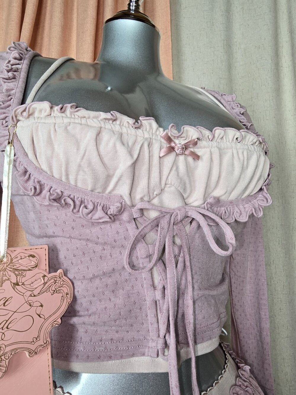 Lacemade Miss Taro Set, Cami, Pointenelle Corset Bellsleeve Top & Skort - Picture 4 of 11